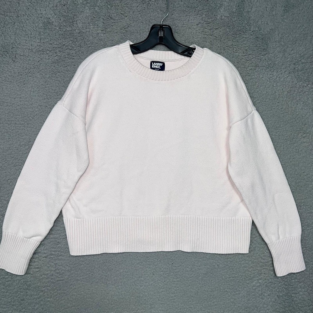 Lands' End Drifter Sweater Youth Sz M (10-12) Pink Knitted Sweatshirt Barbiecore